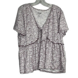 Heritage Jersey V-Neck Awesome Blossom Relaxed Tie Front Top Size 1/1X/14-16